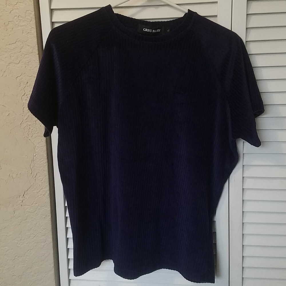 Greg Parry blue suede/velvet like tshirt